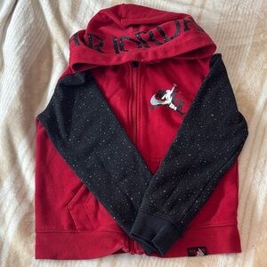 Jordan Air Hoodie Youth Size 7 Red Black Zip Up